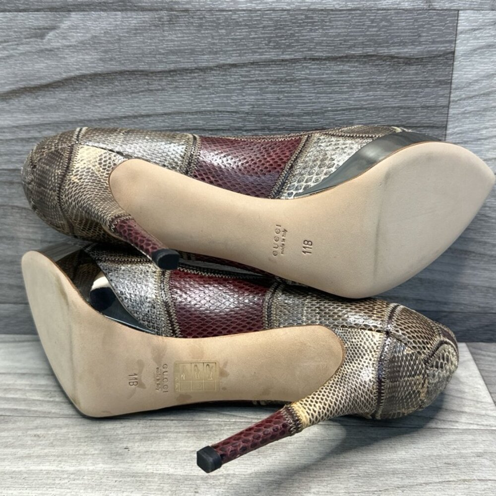 Gucci Metallic Python Embossed Leather Platform P… - image 6